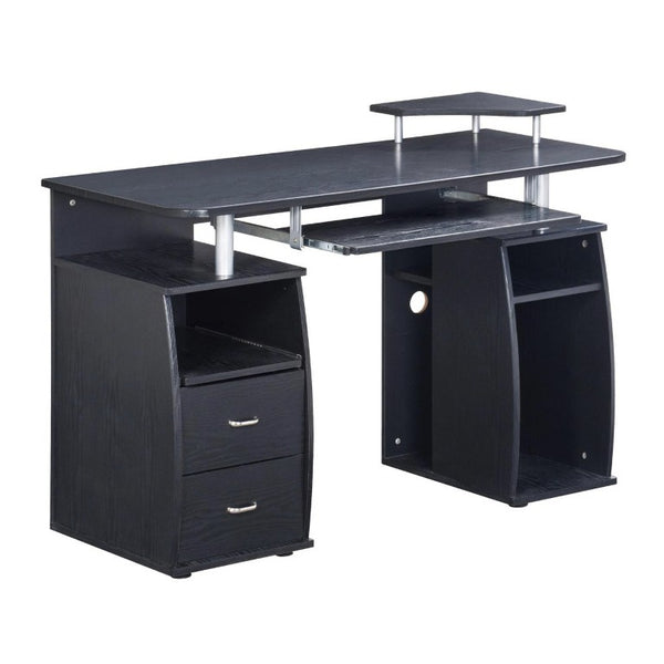47 Inch Wood Pedestal Writing Desk with Two Storage Drawers for Home Office Work