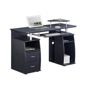 47 Inch Wood Pedestal Writing Desk with Two Storage Drawers for Home Office Work