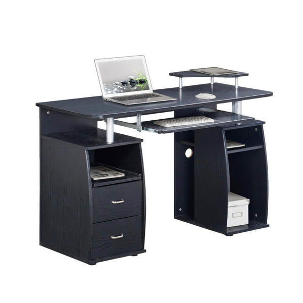 47 Inch Wood Pedestal Writing Desk with Two Storage Drawers for Home Office Work