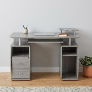 47 Inch Wood Pedestal Writing Desk with Two Storage Drawers for Home Office Work