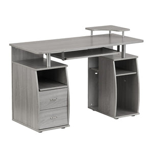 HomeRoots 47 Inch Wood Pedestal Writing Desk with Two Storage Drawers for Home Office Work Gray 723756
