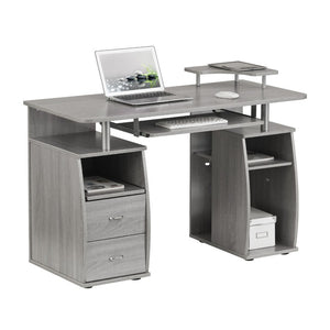 47 Inch Wood Pedestal Writing Desk with Two Storage Drawers for Home Office Work