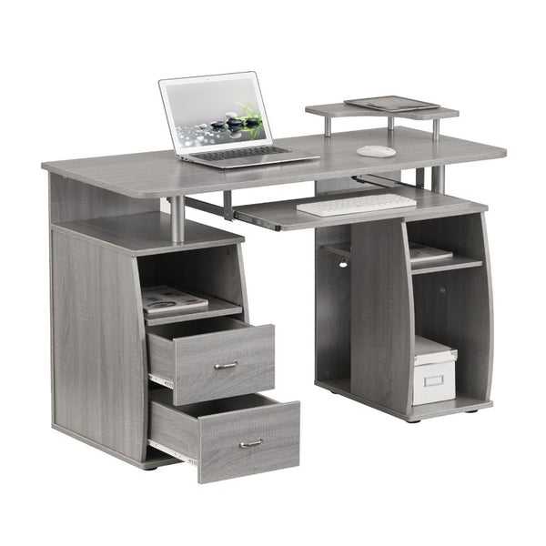 47 Inch Wood Pedestal Writing Desk with Two Storage Drawers for Home Office Work