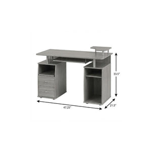 47 Inch Wood Pedestal Writing Desk with Two Storage Drawers for Home Office Work