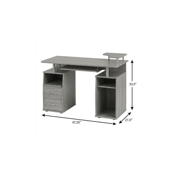 47 Inch Wood Pedestal Writing Desk with Two Storage Drawers for Home Office Work