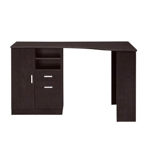 HomeRoots 51 Inch Espresso Finished Wood Pedestal Writing Desk Featuring Dual Storage Drawers 723760