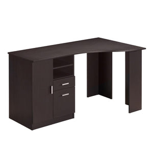 51 Inch Espresso Finished Wood Pedestal Writing Desk Featuring Dual Storage Drawers