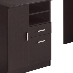 51 Inch Espresso Finished Wood Pedestal Writing Desk Featuring Dual Storage Drawers