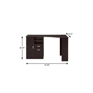 51 Inch Espresso Finished Wood Pedestal Writing Desk Featuring Dual Storage Drawers