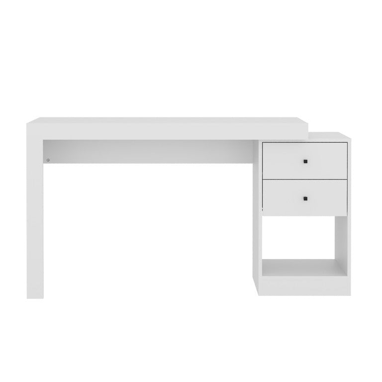 HomeRoots 58 Inch White Wooden Pedestal Writing Desk Featuring Two Storage Drawers for Home Office 723768