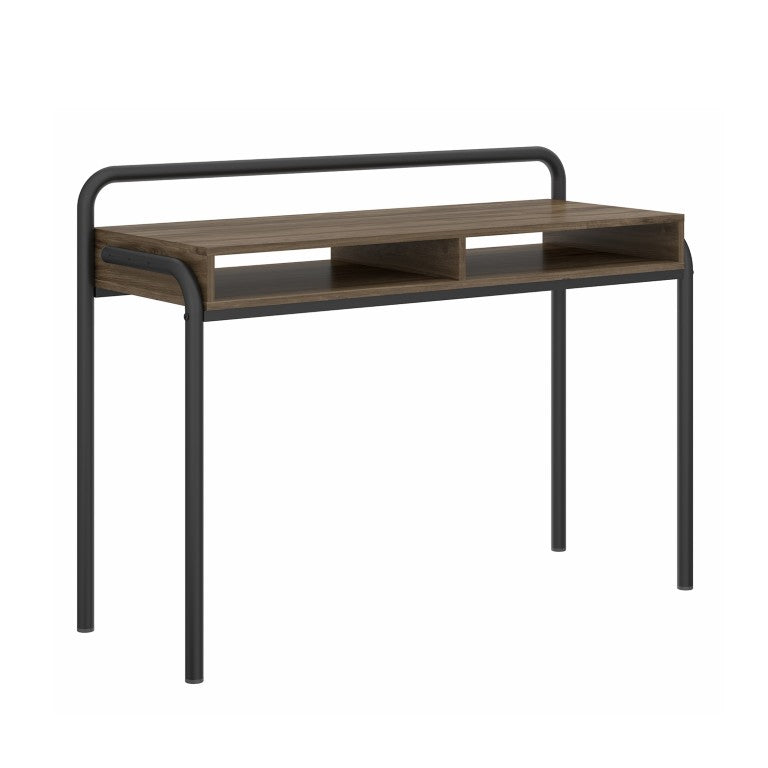 HomeRoots 46 Inch Walnut Two-tone Steel Frame Writing Desk for Modern Home Office Use 723769