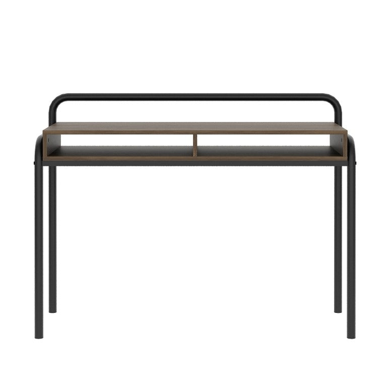 HomeRoots 46 Inch Walnut Two-tone Steel Frame Writing Desk for Modern Home Office Use 723769