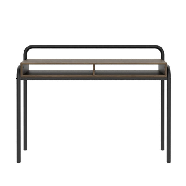 46 Inch Walnut Two-tone Steel Frame Writing Desk for Modern Home Office Use