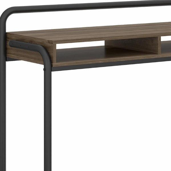 46 Inch Walnut Two-tone Steel Frame Writing Desk for Modern Home Office Use