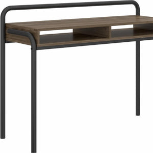 46 Inch Walnut Two-tone Steel Frame Writing Desk for Modern Home Office Use