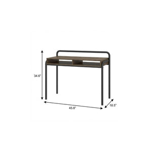 46 Inch Walnut Two-tone Steel Frame Writing Desk for Modern Home Office Use