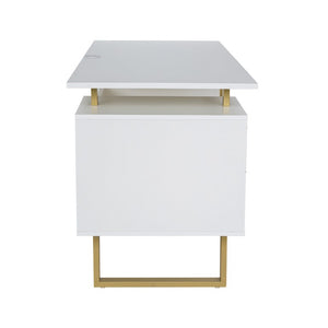 51 Inch Steel Frame Wood Pedestal Executive Desk with Dual Drawers for Home Office