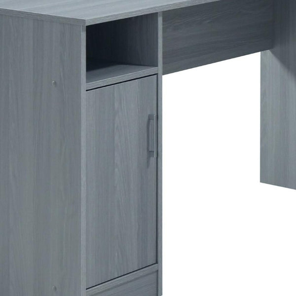 60 Inch L Shape Gray Wood Home Office Desk with Dual Storage Drawers Included