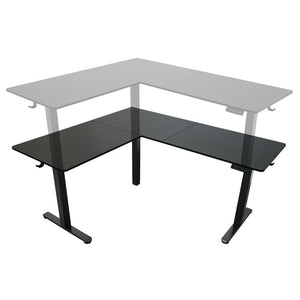 Adjustable L Shape Standing Desk in Black Steel and Wood for Home Office Use