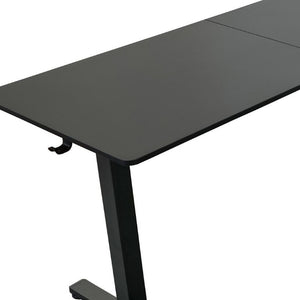 Adjustable L Shape Standing Desk in Black Steel and Wood for Home Office Use
