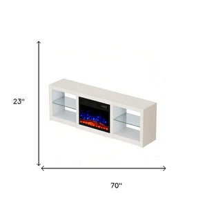 HomeRoots 70 Inch White Wood Electric Fireplace Tv Stand for Living Room Console Storage 723798