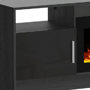 HomeRoots 70 Inch Black Wood Entertainment Center with Built-in Electric Fireplace for Living Rooms 723799