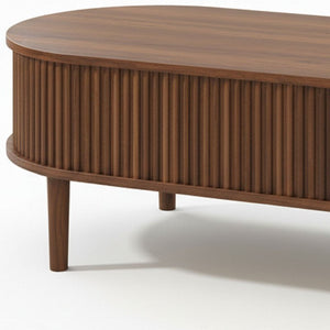 39 Inch Oval Lift Top Coffee Table in Wood with Hidden Storage for Modern Living Rooms
