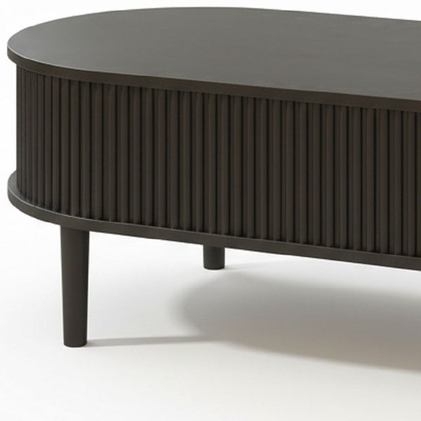 39 Inch Oval Lift Top Coffee Table in Wood with Hidden Storage for Modern Living Rooms