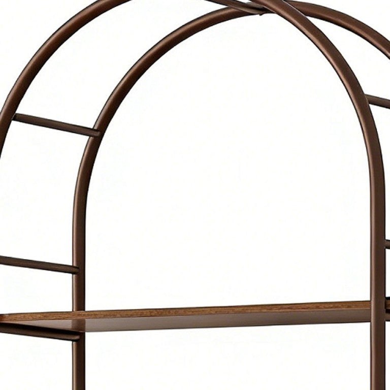 HomeRoots 72 Inch Adjustable Three Tier Metal Wood Etagere Open Bookcase for Industrial Home Display Brown 723814