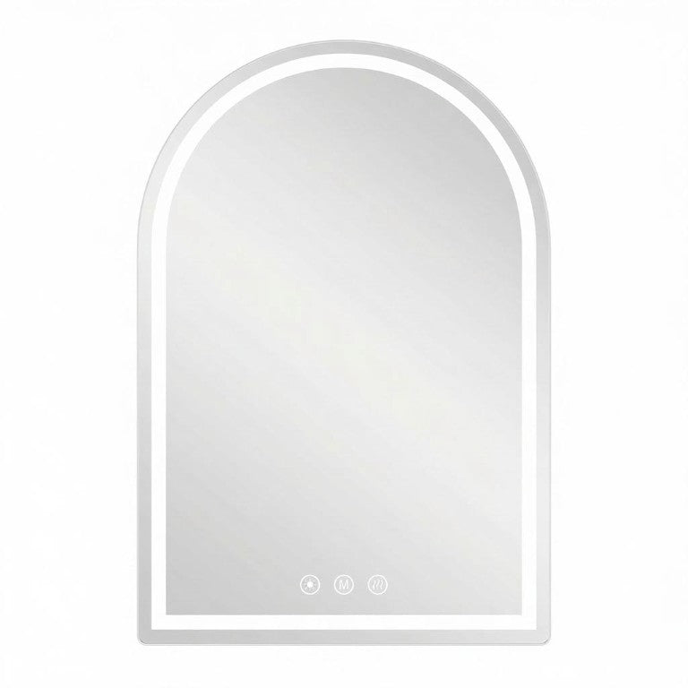 HomeRoots 32 Inch Arch Top Illuminated Wall Mirror for Bathroom Vanity Decor and Lighting 723817