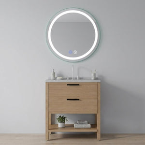 30 Inch Round Led Backlit Vanity Mirror with Anti Fog and Smart Touch Dimming