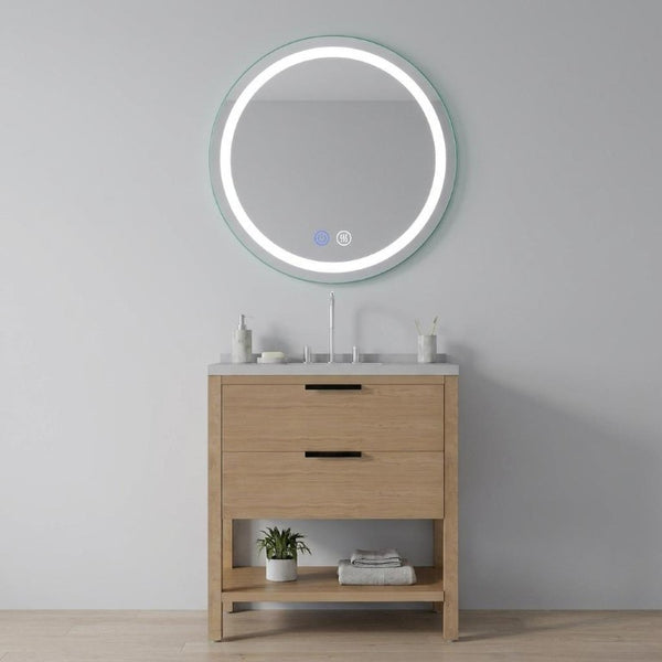 30 Inch Round Led Backlit Vanity Mirror with Anti Fog and Smart Touch Dimming