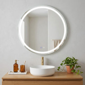 30 Inch Round Led Backlit Vanity Mirror with Anti Fog and Smart Touch Dimming