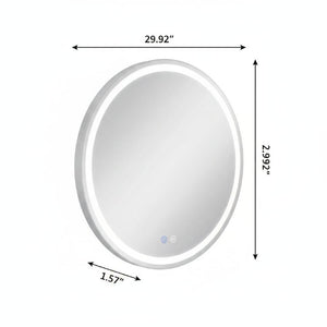 30 Inch Round Led Backlit Vanity Mirror with Anti Fog and Smart Touch Dimming