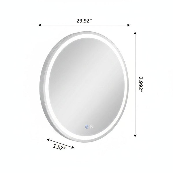 30 Inch Round Led Backlit Vanity Mirror with Anti Fog and Smart Touch Dimming