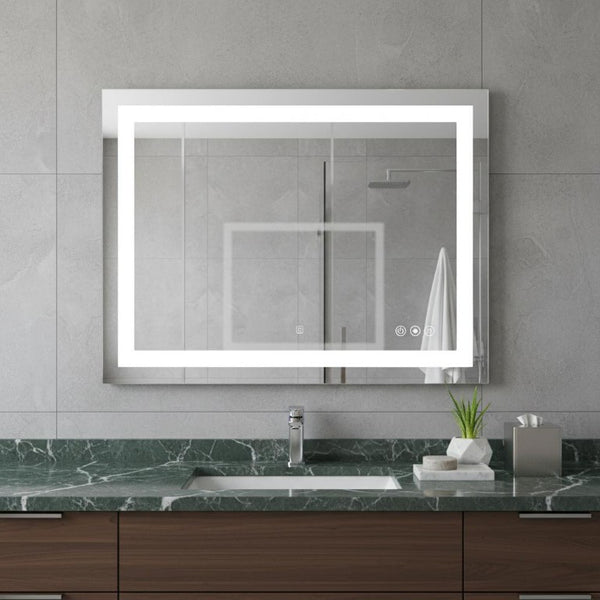 24 Inch Led Illuminated Frameless Bathroom Vanity Mirror with Anti Fog for Modern Spaces