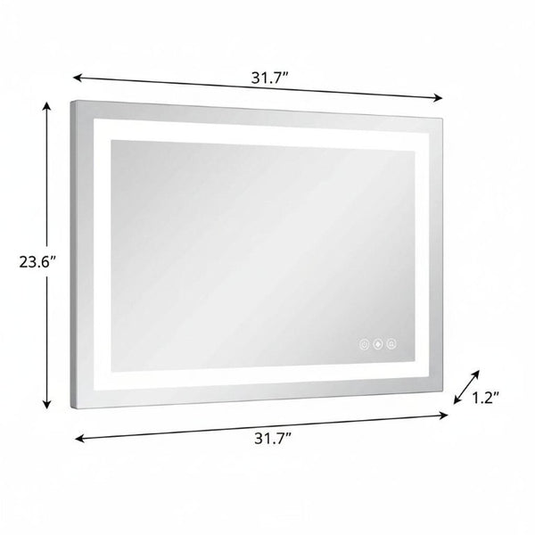 24 Inch Led Illuminated Frameless Bathroom Vanity Mirror with Anti Fog for Modern Spaces
