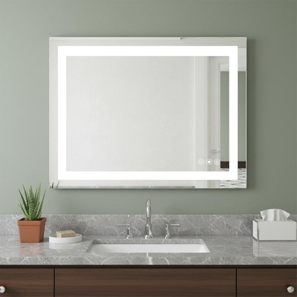 24 Inch Led Illuminated Frameless Bathroom Vanity Mirror with Anti Fog for Modern Spaces