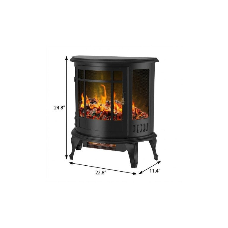 HomeRoots 23 Inch Black Metal Electric Fireplace with Mantle for Cozy Living Room Ambiance 723841