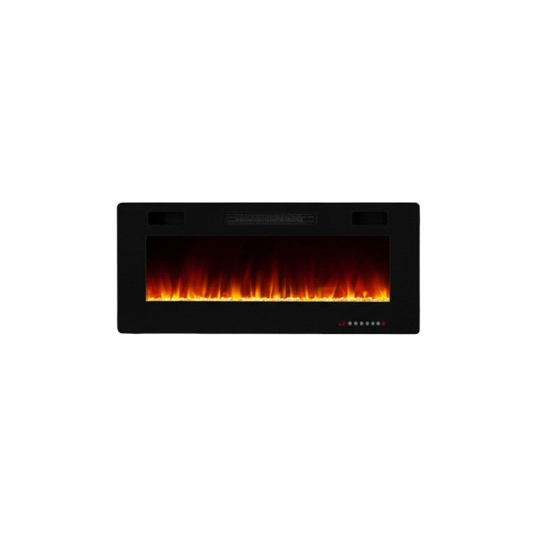 HomeRoots 36 Inch Black Metal Electric Fireplace Heater for Modern Living Room Ambiance 723844