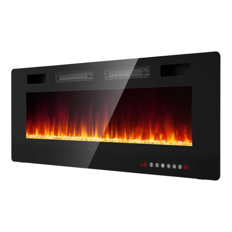 HomeRoots 50 Inch Metal Electric Fireplace with Realistic Flame Effect for Modern Living Rooms 723846