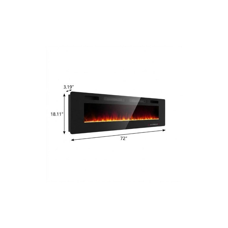 HomeRoots 72 Inch Black Metal Electric Fireplace Insert for Modern Living Room Ambiance 723848