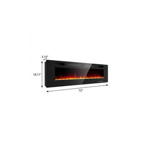 72 Inch Black Metal Electric Fireplace Insert for Modern Living Room Ambiance
