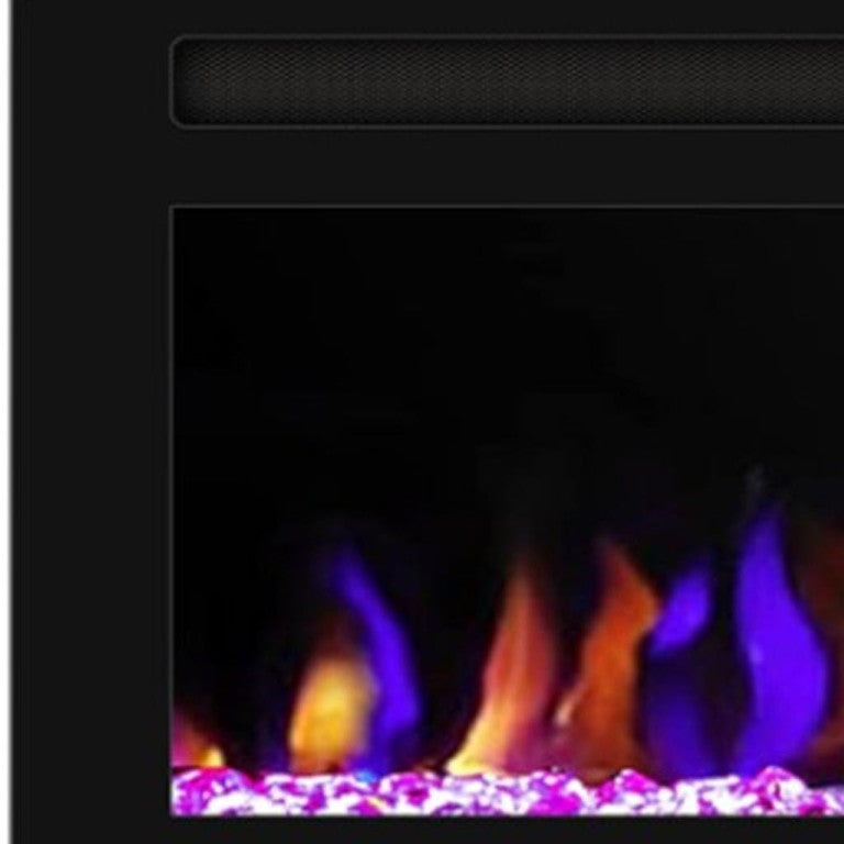 HomeRoots 72 Inch Faux Crystal Metal Electric Fireplace with Sleek Modern Mantel for Living Rooms 723849