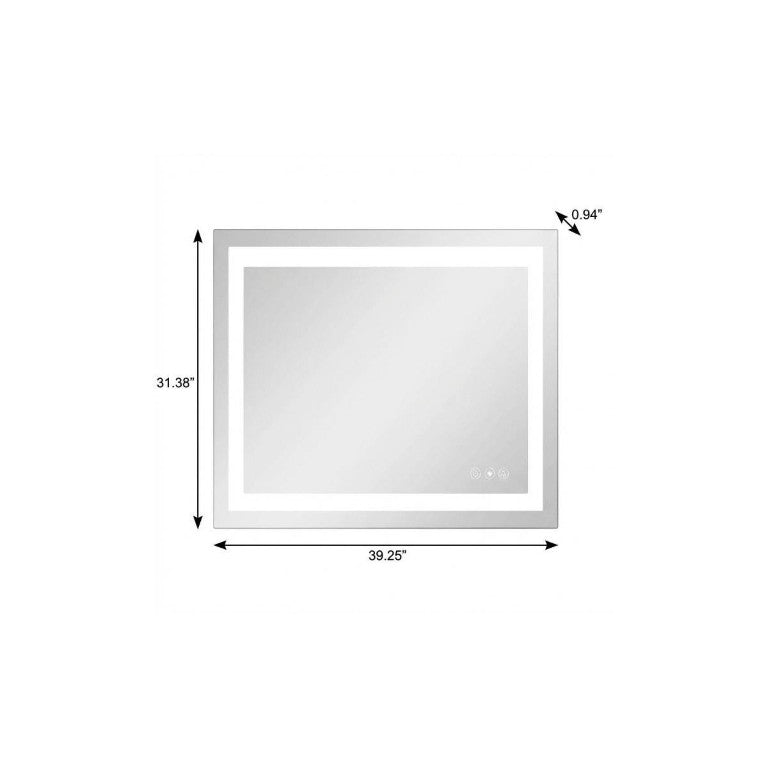 HomeRoots 31 Inch Led Illuminated Bathroom Mirror with Anti Fog and Sleek Frameless Design 723853