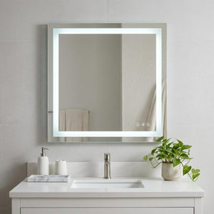 35 Inch Led Illuminated Frameless Wall Mirror for Modern Bathroom Vanity Spaces