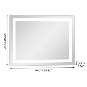 35 Inch Led Illuminated Frameless Wall Mirror for Modern Bathroom Vanity Spaces