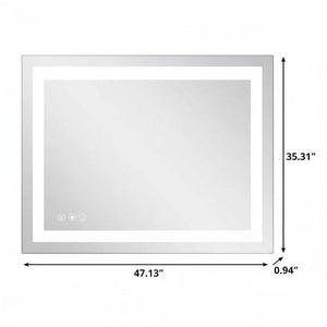 35 Inch Led Illuminated Frameless Wall Mirror for Modern Bathroom Vanity Spaces