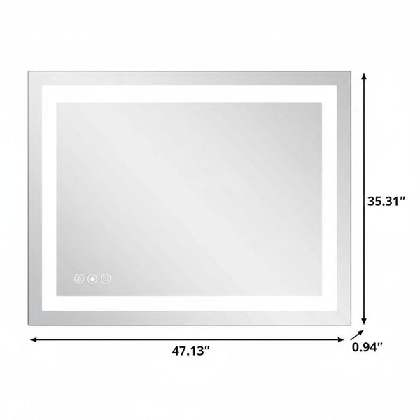 35 Inch Led Illuminated Frameless Wall Mirror for Modern Bathroom Vanity Spaces
