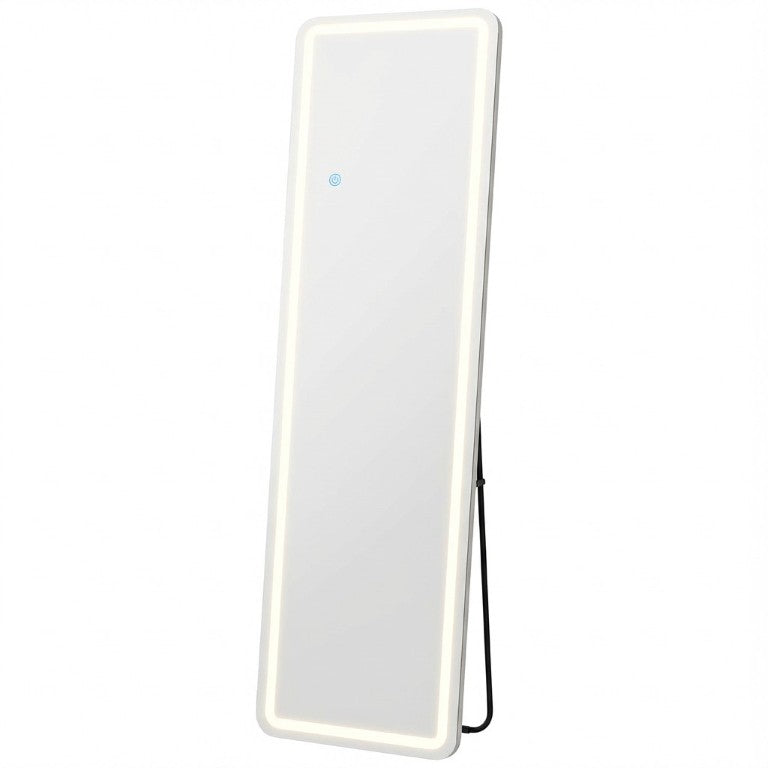 HomeRoots 70 Inch Silver Freestanding or Wall Leaning Full Length Mirror with Led Lighting 723857